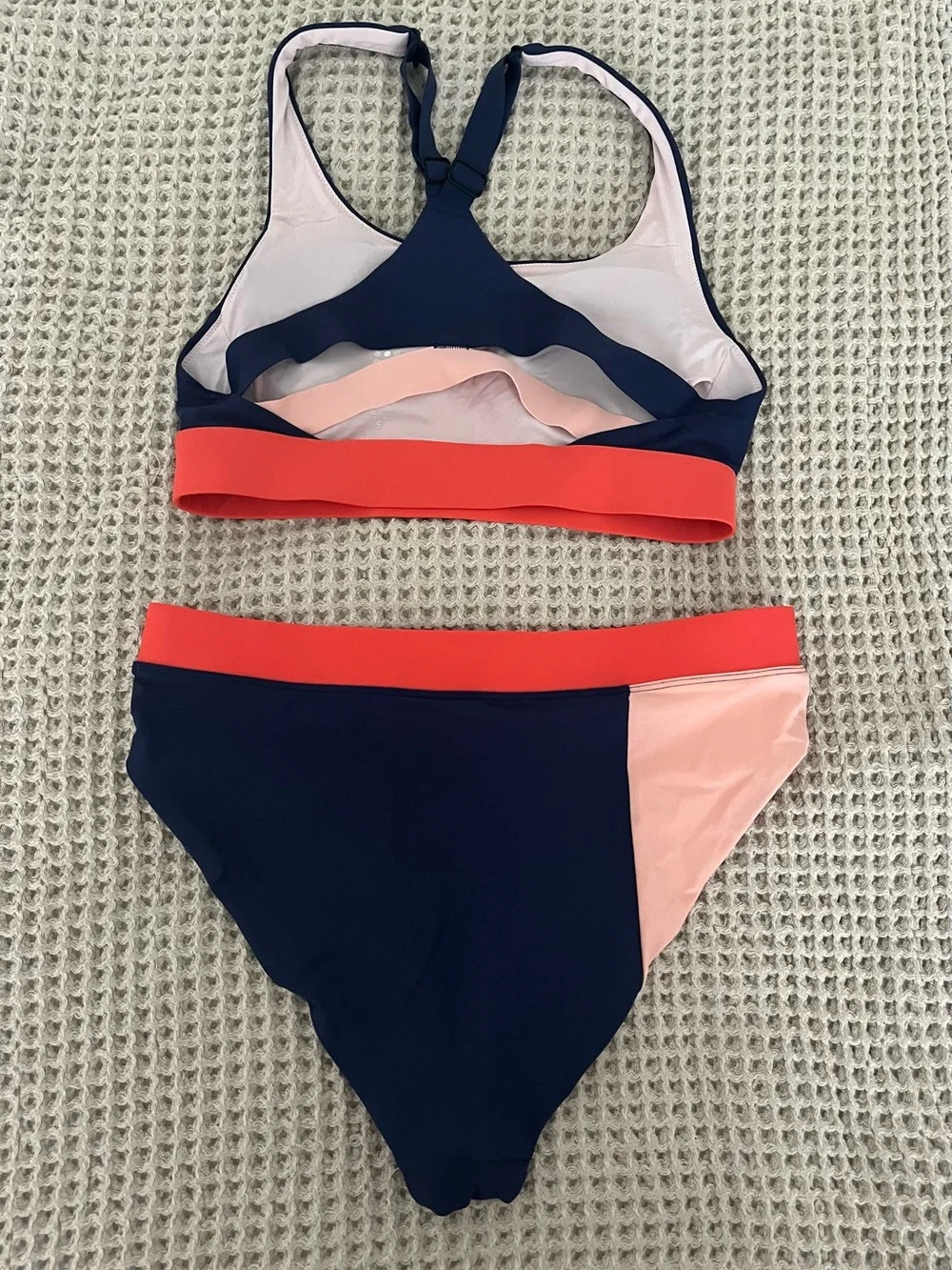 Title Nine Women’s Rash Guard Swim Set - Navy, Coral & Light Pink - Picture 4 of 8